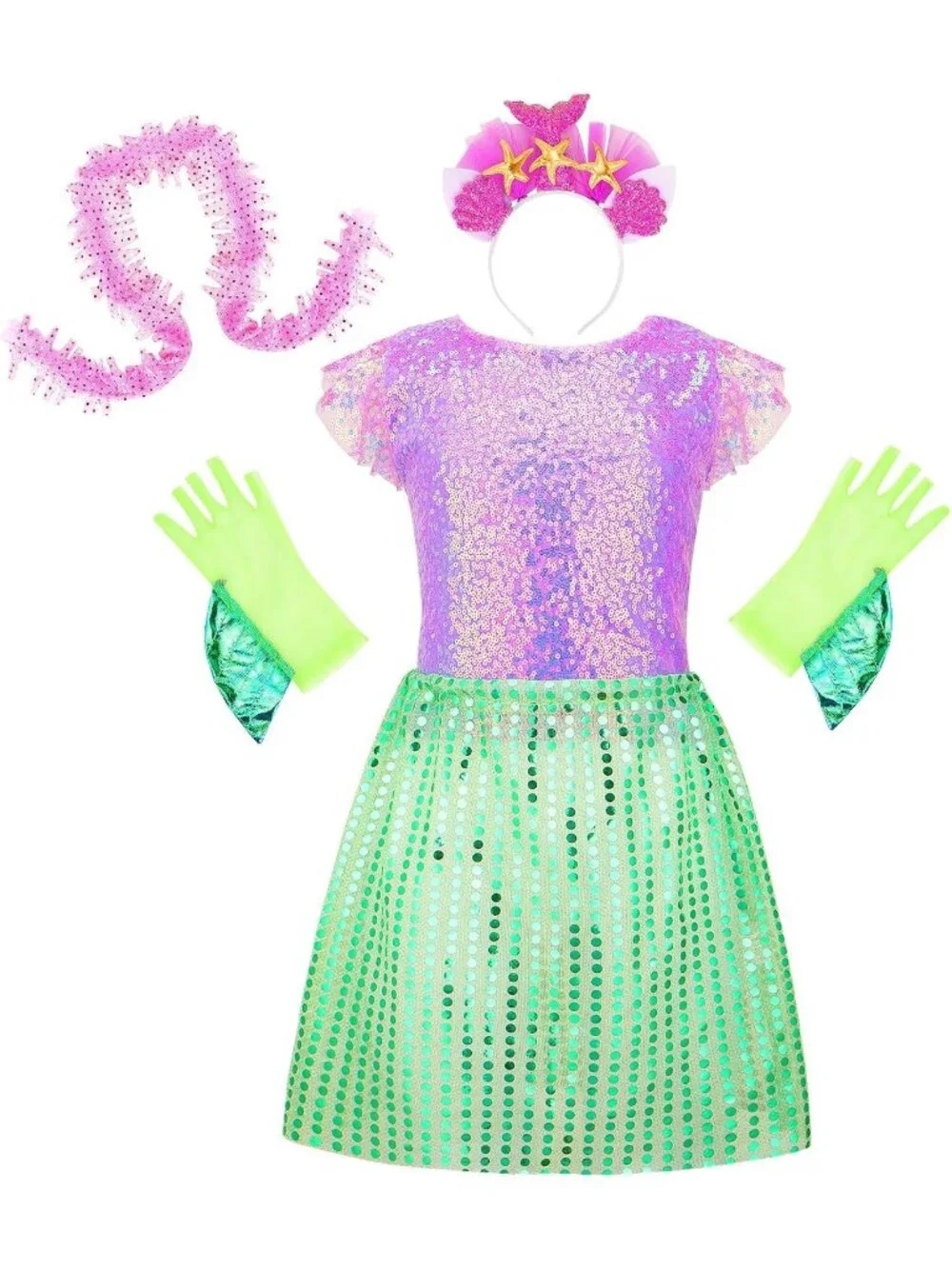 Princess Dress Up Costume Set for Toddler Girls Role Play Toys Gift - Pink